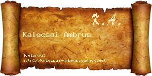Kalocsai Ambrus névjegykártya